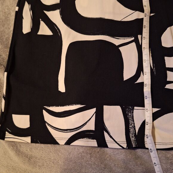 AXCESS Liz Claiborne Black /White Dress Large Empire A-Line Geometric - Picture 12 of 12
